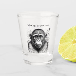 Copo De Shot Tinta branca preta, macaca engraçada, personalizad
