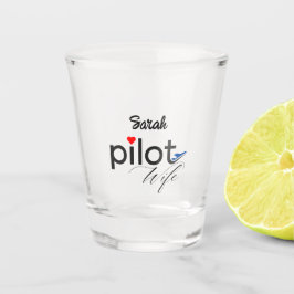 Copo De Shot Tipografia de esposa piloto e avião simples, minim