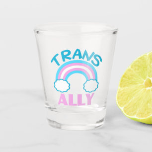 Copo De Shot Trans Ally Transgender Rainbow Blue Cor de Branco