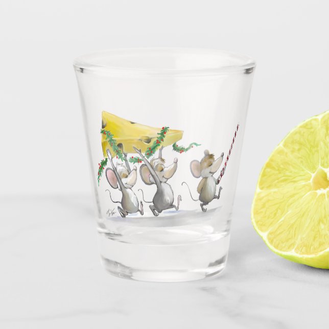 Copo De Shot Trazendo O Vidro De Queijo De Natal (Frente)