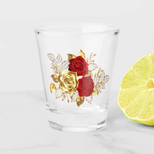 Copo De Shot Três Rosas de joalharia (Frente)