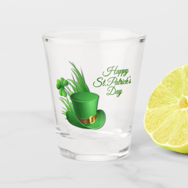 Copo De Shot Trevo Verde com Leprachaun (Frente)