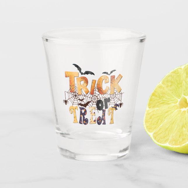 Copo De Shot Trick ou Tratar Script Laranja Moderno Personaliza (Frente)