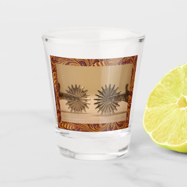 Copo De Shot Trilha de Couro Ocidental Spurs Faux Leather (Frente)