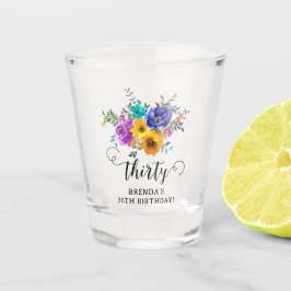 Copo De Shot Trinta Aniversário de 30 anos Floral Brilhante e O