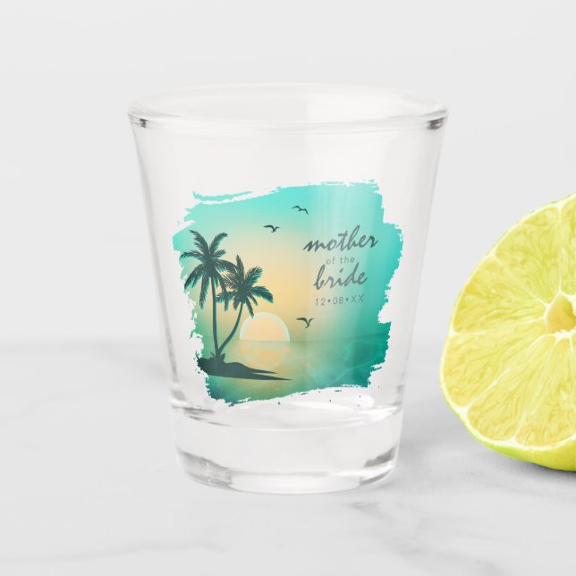 Copo De Shot Tropical Isle Mãe da Noiva Azul ID581 (Frente)