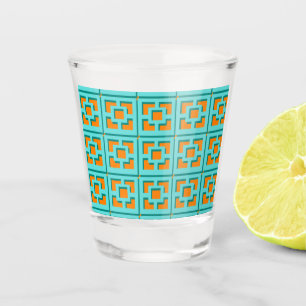 Copo De Shot Turquesa retrorativa e vidro-quente laranja