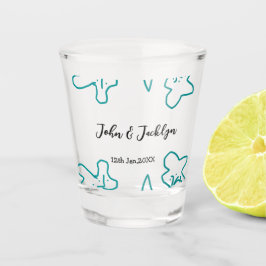 Copo De Shot Turquoise blue wedding couple name date flstylish 
