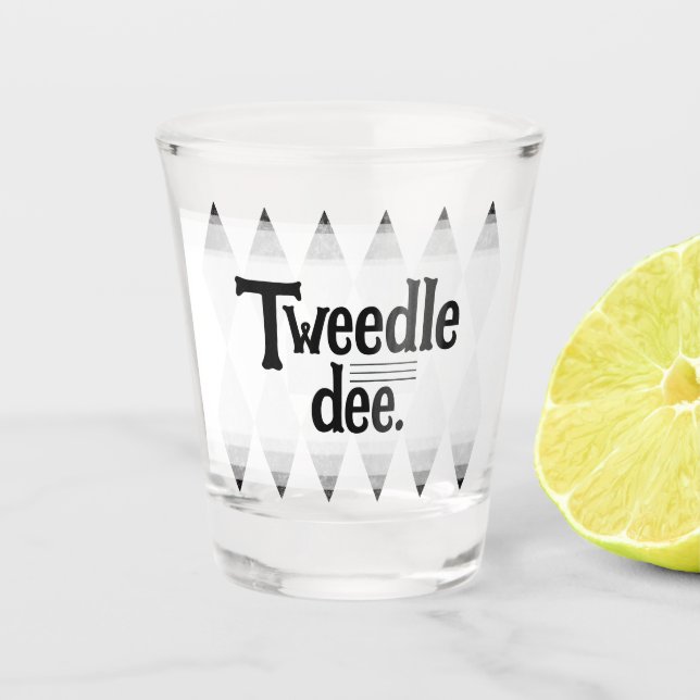 Copo De Shot TWEEDLE DEE bachelorette argyle diamond Shot Glass (Frente)