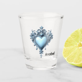 Copo De Shot Um arco azul claro-ornamentado com sotaques florai