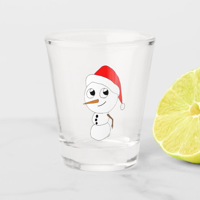 Copo De Shot um boneco de neve chibi (Frente)