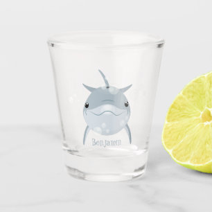 Copo De Shot Um bonito e feliz desenho animado de golfinho kawa