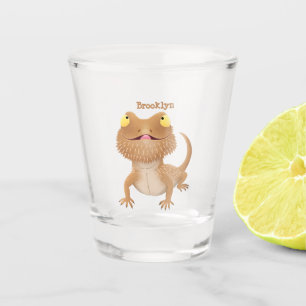 Copo De Shot Um desenho animado de lagarto de dragão barbudo