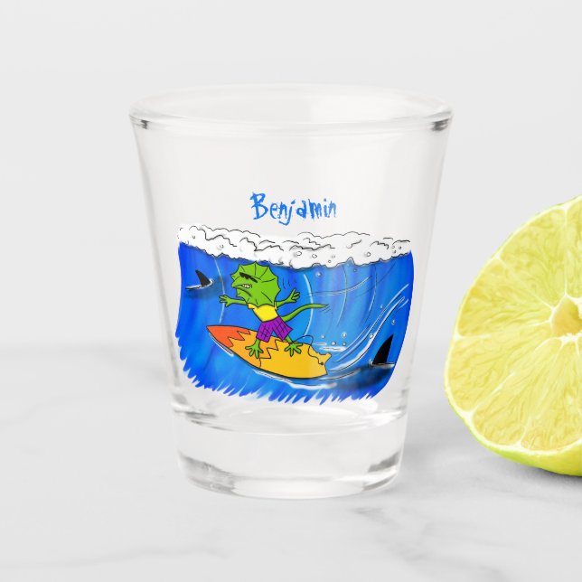 Copo De Shot Um desenho animado de lagarto-do-pescoço (Frente)