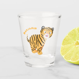 Copo De Shot Um desenho animado de tigre feliz