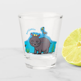 Copo De Shot Um hipopótamo engraçado bonito com desenhos animad