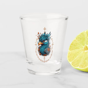 Copo De Shot Um pássaro azul majestoso.