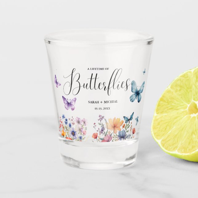 Copo De Shot Uma vida inteira de borboletas Mesa de Chá de Noiv (Frente)