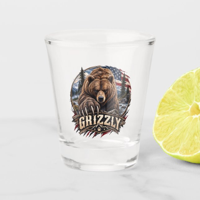 Copo De Shot Urso Cinzento - Selvagem Americano (Frente)