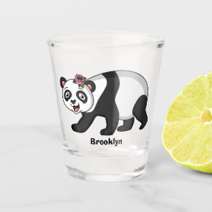 Copo De Shot Urso panda bonito e feliz com desenho animado