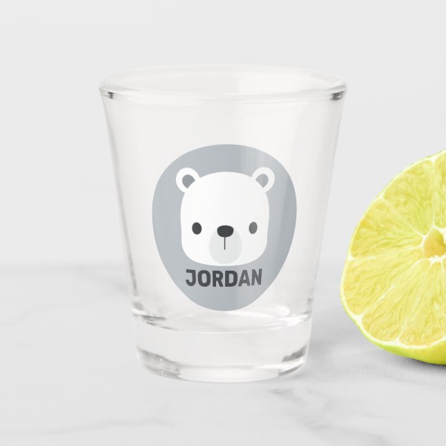 Copo De Shot Urso Polar Bonito com Nome Personalizado (Frente)