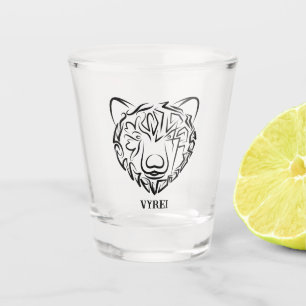 Copo De Shot Urso Tribal Negro e Branco