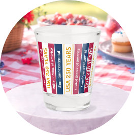 Copo De Shot USA 250 Years Semiquincentennial Patriotic Stripes