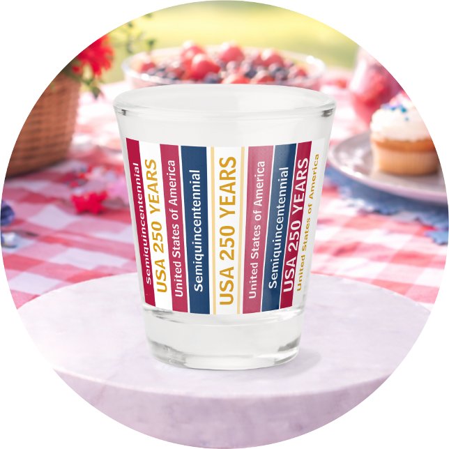 Copo De Shot USA 250 Years Semiquincentennial Patriotic Stripes (Criador carregado)