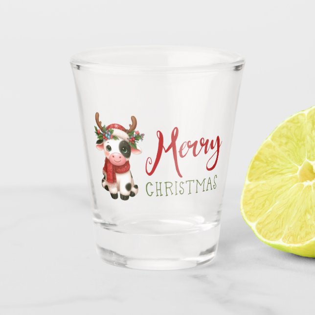 Copo De Shot Vaca doce de Natal feliz (Frente)