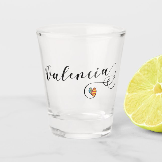 Copo De Shot Valencian Flag Heart, Valencia, Espanha (Frente)