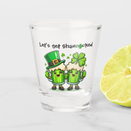 Copo De Shot Vamos nos Shamrock no Dia de São Patrício Leprecha