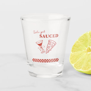 Copo De Shot Vamos Vermelho e Branco Obter Bachelorette Molhado