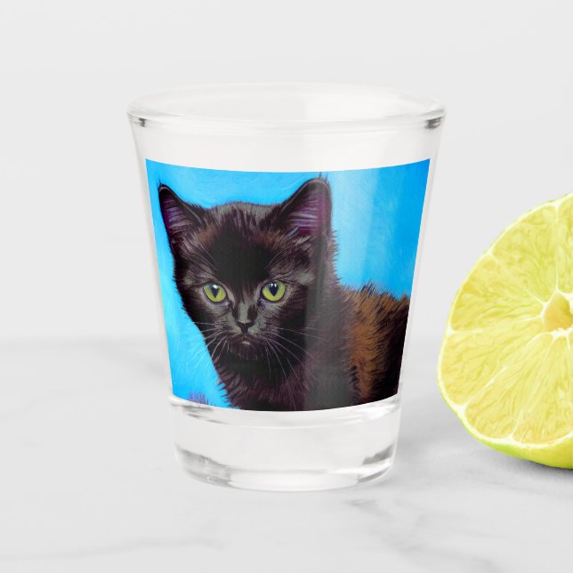 Copo De Shot Van Gogh Cat e Flores (Frente)