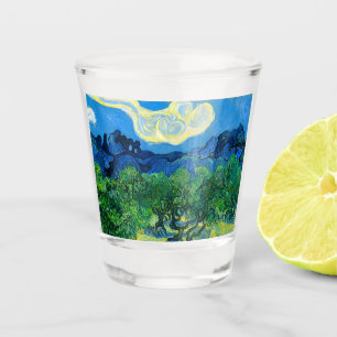 Copo De Shot Van Gogh Olive Trees em Paisagem Montanhosa