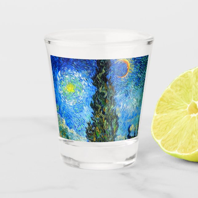 Copo De Shot Van Gogh Road com Cypress e Star (Frente)