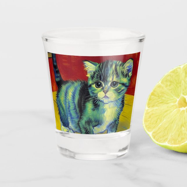 Copo De Shot Van Gogh Tabby Cat (Frente)