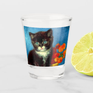 Copo De Shot Van Gogh Tuxedo Cat