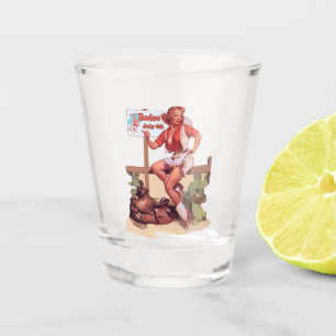Copo De Shot Vaqueira ocidental do vintage com sinal da sela e