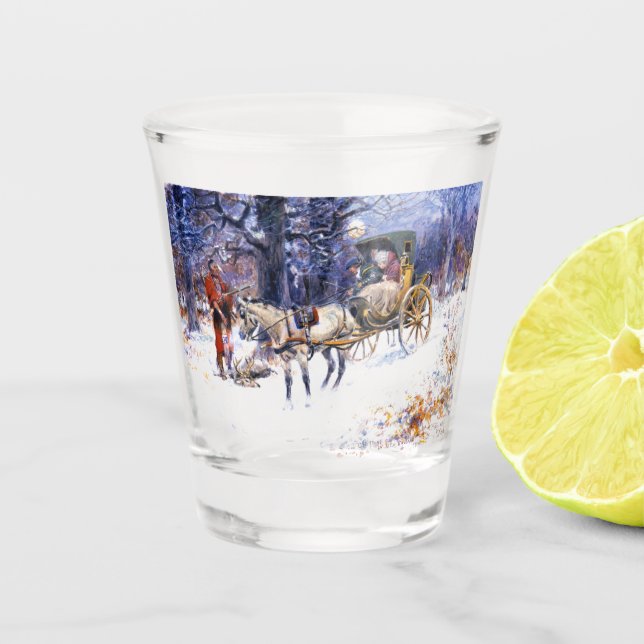 Copo De Shot Velho Natal em Nova Inglaterra (por Charles Russel (Frente)
