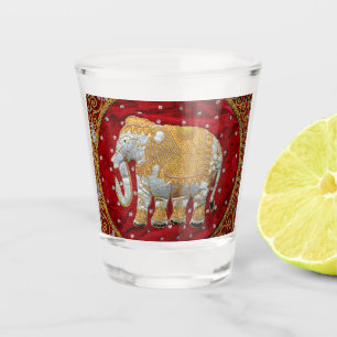 Copo De Shot Vermelho Embellished e ouro do elefante indiano