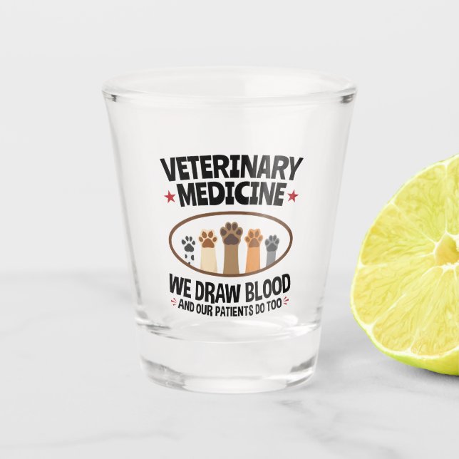 Copo De Shot Vet Tech Veterinarian Funny Desenhar Sangue Cote (Frente)