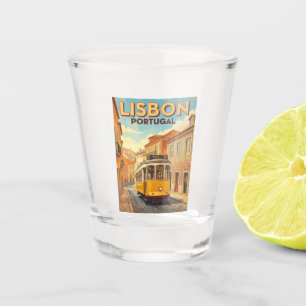 Copo De Shot Viagem Retro Vintage Lisboa Portugal Bonde Amarelo