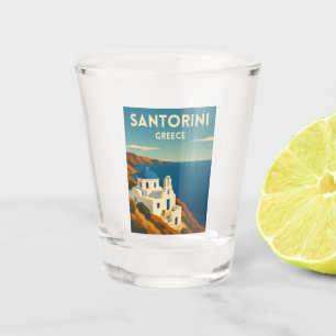 Copo De Shot Viagem Retro Vintage Santorini Grécia Beira-Mar