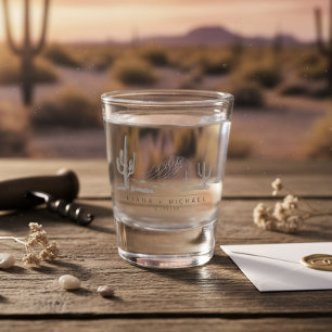 Copo De Shot Vibrações do Deserto Casamento Paisagem Cinza Quen