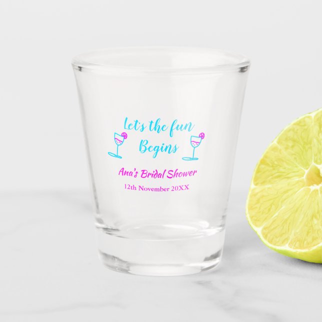 Copo De Shot Vida de noiva de vidro de vinha rosa azul vamos co (Frente)