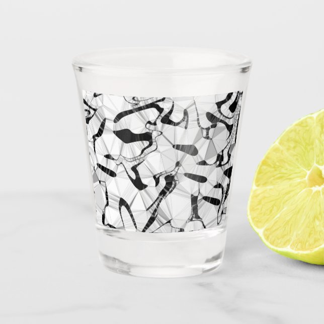 Copo De Shot Vidro a quente em preto e branco (Frente)
