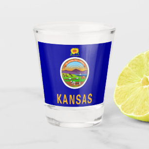 Copo De Shot Vidro baleado patriótico com bandeira do Kansas
