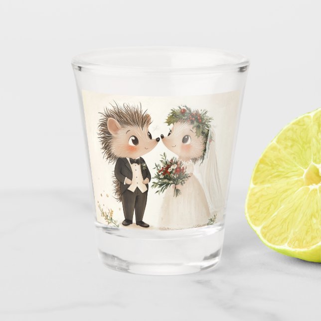 Copo De Shot Vidro Curto Ilustração de Cachorro (Frente)