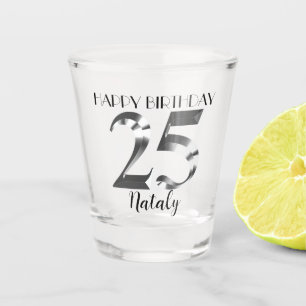 Copo De Shot Vidro de 25 de aniversário metálico