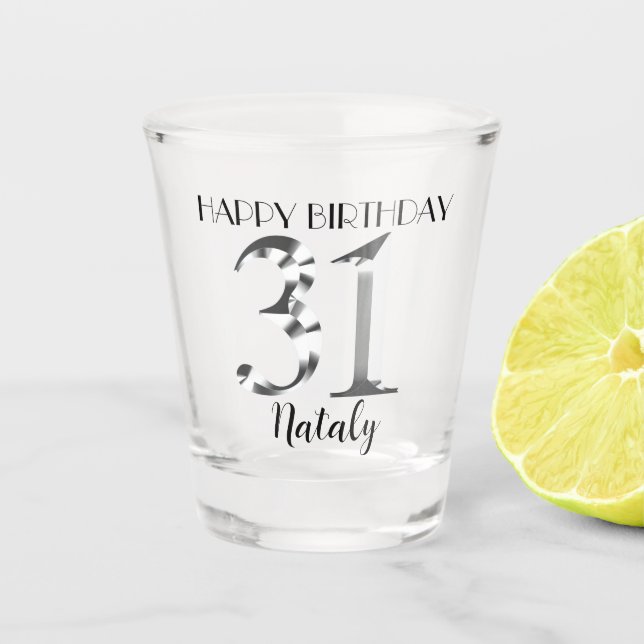 Copo De Shot Vidro de 31º aniversário de prata metálico (Frente)